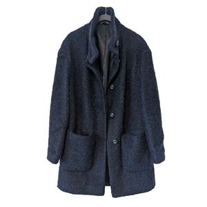 Marks & Spencer Bouclé Textured Teddy Coat Women Navy Blue